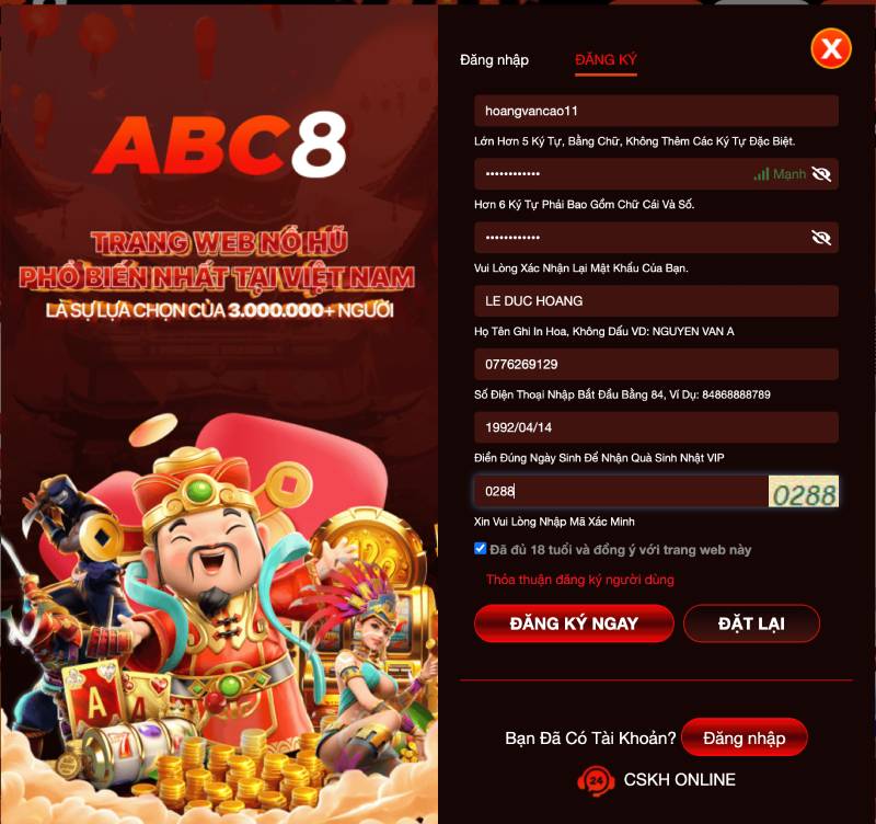 Bước 2: Điền biểu mẫu đăng ký theo hướng dẫn